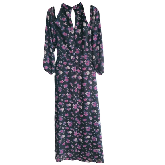 NEW Floral Print Cold Shoulder Maxi Dress Size M - Picture 3 of 4